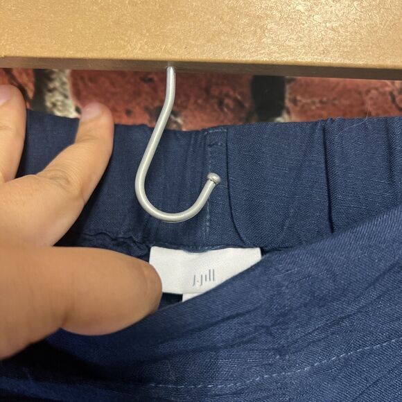 J Jill Pure Women Plus 1X Pant Linen Navy Blue Lightweight Stretch - Picture 2 of 3